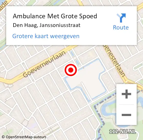 Locatie op kaart van de 112 melding: Ambulance Met Grote Spoed Naar Den Haag, Janssoniusstraat op 26 december 2023 07:01