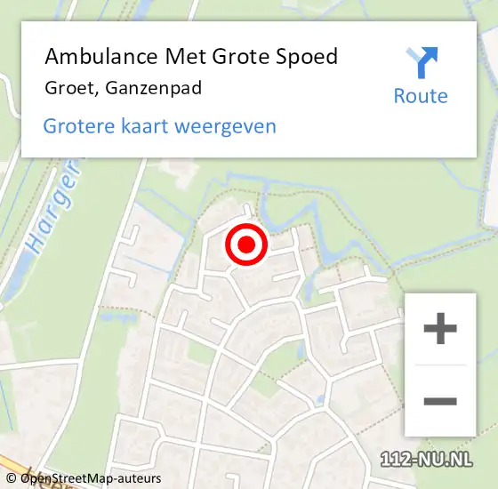 Locatie op kaart van de 112 melding: Ambulance Met Grote Spoed Naar Groet, Ganzenpad op 26 december 2023 07:15