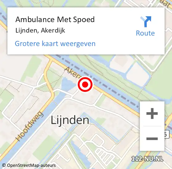Locatie op kaart van de 112 melding: Ambulance Met Spoed Naar Lijnden, Akerdijk op 26 december 2023 07:35