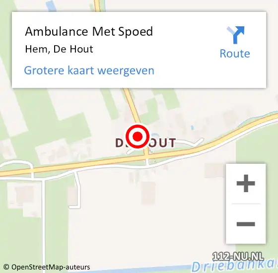 Locatie op kaart van de 112 melding: Ambulance Met Spoed Naar Hem, De Hout op 26 december 2023 07:35