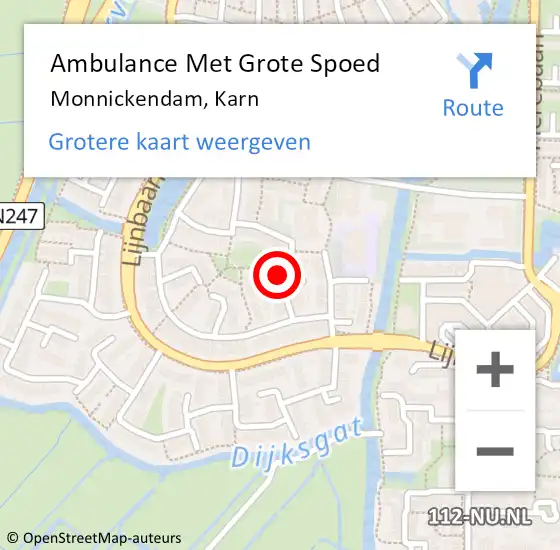 Locatie op kaart van de 112 melding: Ambulance Met Grote Spoed Naar Monnickendam, Karn op 26 december 2023 07:37