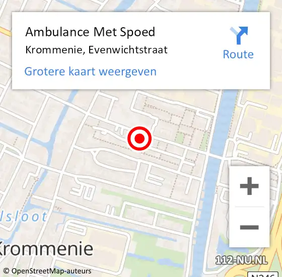 Locatie op kaart van de 112 melding: Ambulance Met Spoed Naar Krommenie, Evenwichtstraat op 26 december 2023 08:34