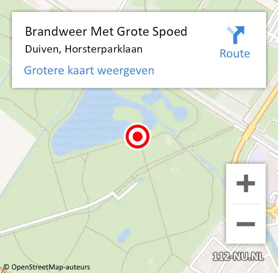 Locatie op kaart van de 112 melding: Brandweer Met Grote Spoed Naar Duiven, Horsterparklaan op 26 december 2023 09:12