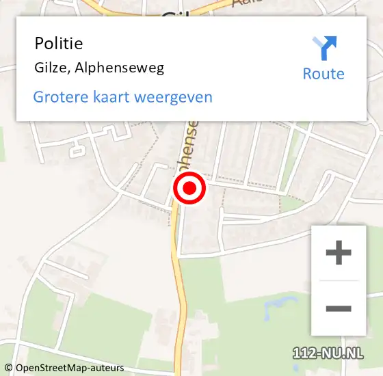 Locatie op kaart van de 112 melding: Politie Gilze, Alphenseweg op 26 december 2023 09:30