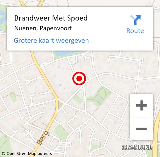 Locatie op kaart van de 112 melding: Brandweer Met Spoed Naar Nuenen, Papenvoort op 26 december 2023 09:38