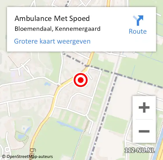 Locatie op kaart van de 112 melding: Ambulance Met Spoed Naar Bloemendaal, Kennemergaard op 26 december 2023 09:52