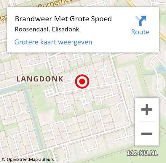 Locatie op kaart van de 112 melding: Brandweer Met Grote Spoed Naar Roosendaal, Elisadonk op 26 december 2023 09:54