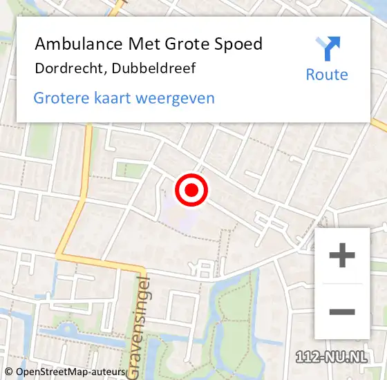 Locatie op kaart van de 112 melding: Ambulance Met Grote Spoed Naar Dordrecht, Dubbeldreef op 26 december 2023 10:16