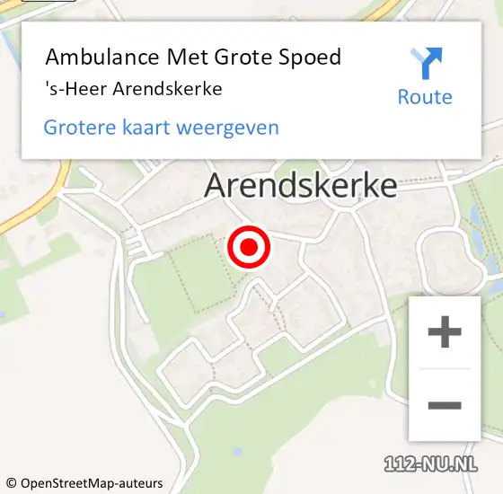 Locatie op kaart van de 112 melding: Ambulance Met Grote Spoed Naar 's-Heer Arendskerke op 26 december 2023 10:29