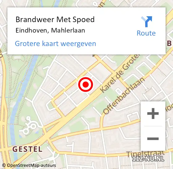 Locatie op kaart van de 112 melding: Brandweer Met Spoed Naar Eindhoven, Mahlerlaan op 26 december 2023 10:45