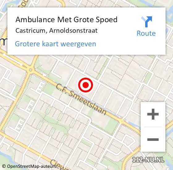 Locatie op kaart van de 112 melding: Ambulance Met Grote Spoed Naar Castricum, Arnoldsonstraat op 26 december 2023 11:03