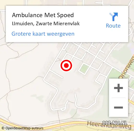 Locatie op kaart van de 112 melding: Ambulance Met Spoed Naar IJmuiden, Zwarte Mierenvlak op 26 december 2023 11:10