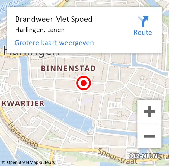 Locatie op kaart van de 112 melding: Brandweer Met Spoed Naar Harlingen, Lanen op 26 december 2023 11:27