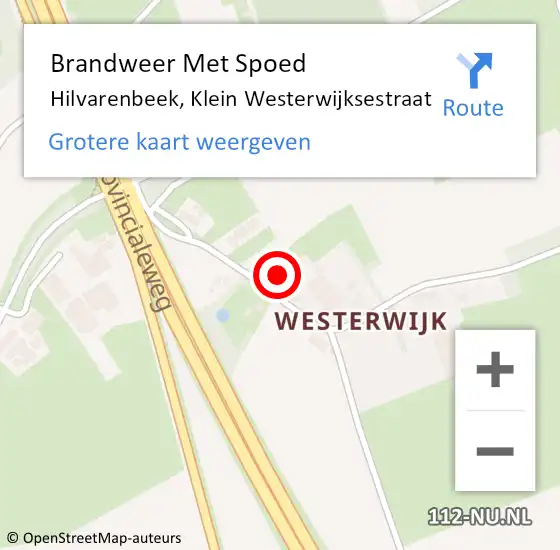 Locatie op kaart van de 112 melding: Brandweer Met Spoed Naar Hilvarenbeek, Klein Westerwijksestraat op 26 december 2023 11:39