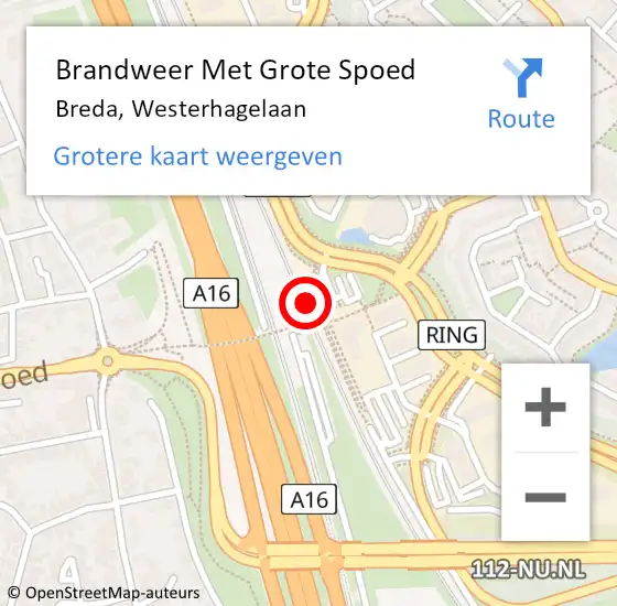 Locatie op kaart van de 112 melding: Brandweer Met Grote Spoed Naar Breda, Westerhagelaan op 26 december 2023 12:32
