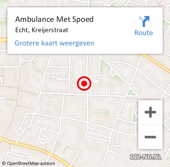 Locatie op kaart van de 112 melding: Ambulance Met Spoed Naar Echt, Kreijerstraat op 26 december 2023 12:33