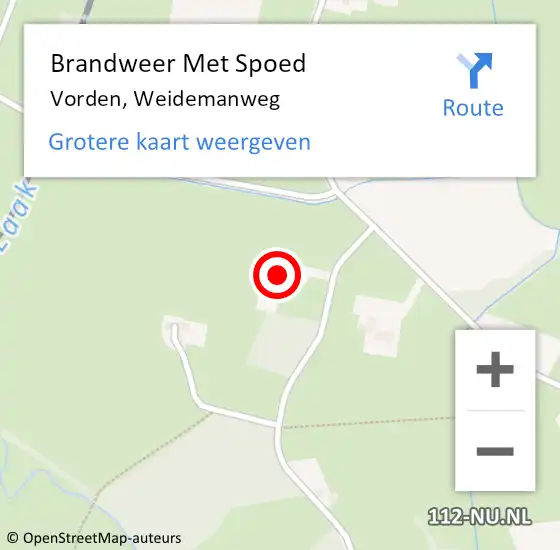 Locatie op kaart van de 112 melding: Brandweer Met Spoed Naar Vorden, Weidemanweg op 26 december 2023 12:45