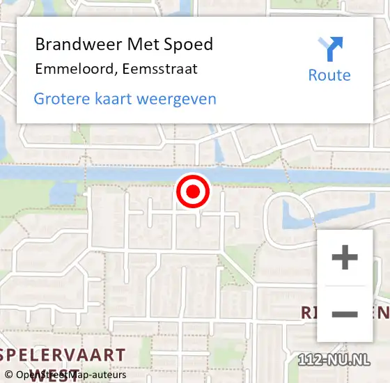 Locatie op kaart van de 112 melding: Brandweer Met Spoed Naar Emmeloord, Eemsstraat op 26 december 2023 13:03