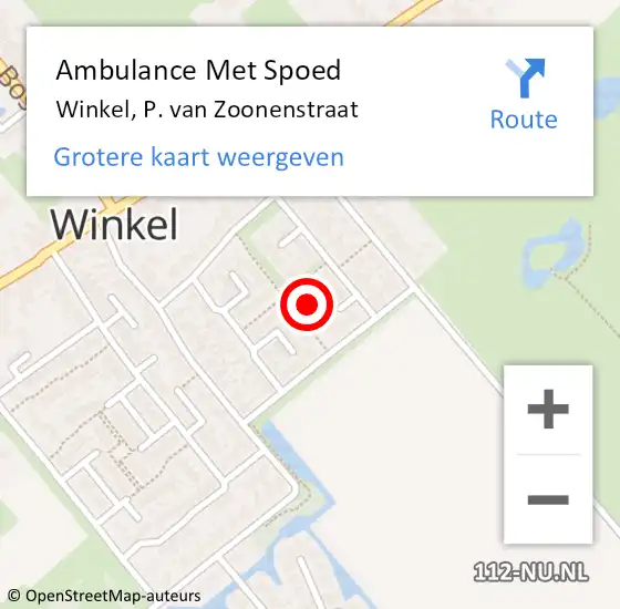 Locatie op kaart van de 112 melding: Ambulance Met Spoed Naar Winkel, P. van Zoonenstraat op 26 december 2023 13:03