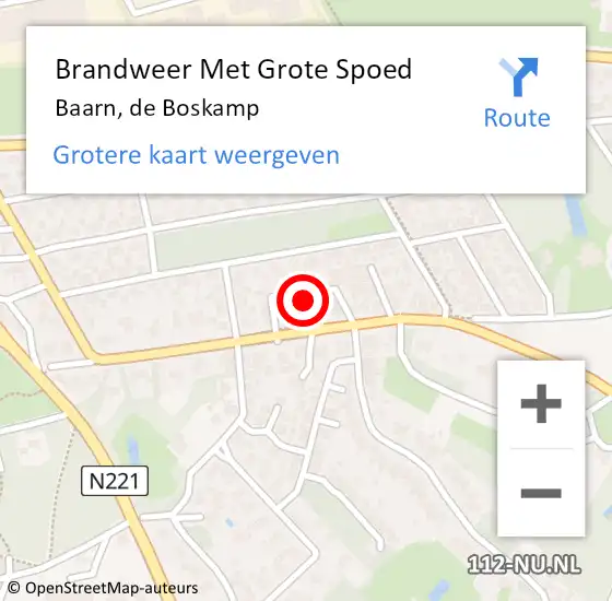 Locatie op kaart van de 112 melding: Brandweer Met Grote Spoed Naar Baarn, de Boskamp op 26 december 2023 14:07