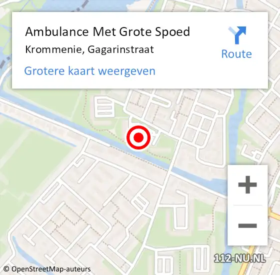 Locatie op kaart van de 112 melding: Ambulance Met Grote Spoed Naar Krommenie, Gagarinstraat op 26 december 2023 14:08
