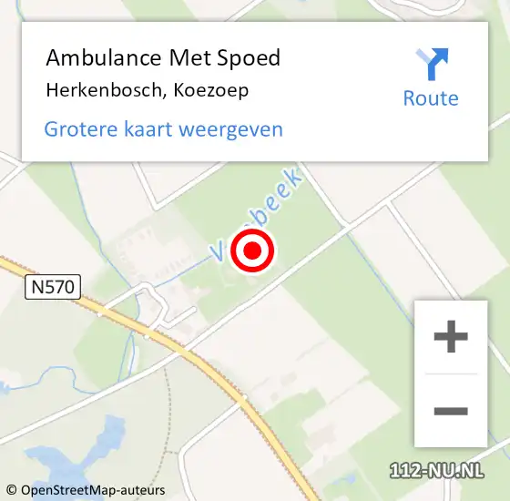 Locatie op kaart van de 112 melding: Ambulance Met Spoed Naar Herkenbosch, Koezoep op 26 december 2023 14:15