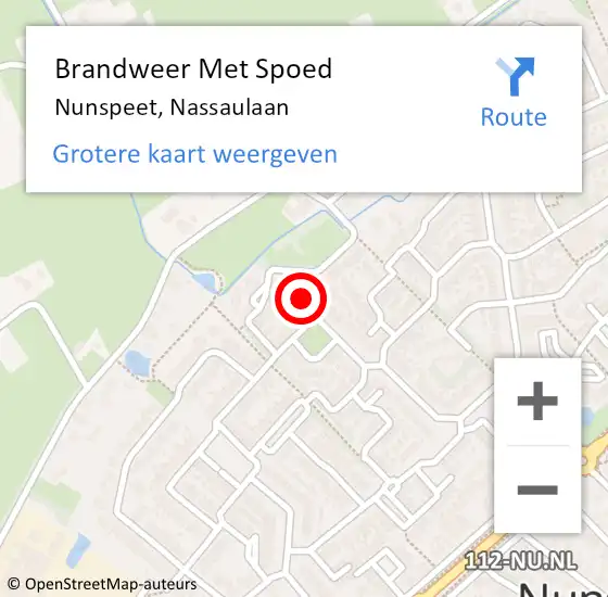 Locatie op kaart van de 112 melding: Brandweer Met Spoed Naar Nunspeet, Nassaulaan op 26 december 2023 14:30