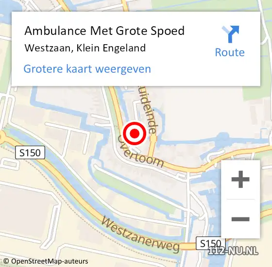 Locatie op kaart van de 112 melding: Ambulance Met Grote Spoed Naar Westzaan, Klein Engeland op 26 december 2023 14:51