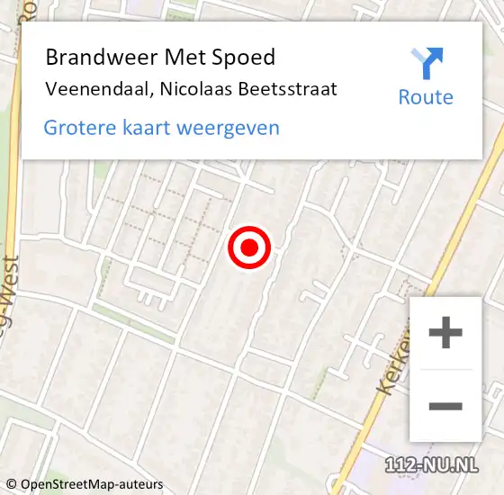 Locatie op kaart van de 112 melding: Brandweer Met Spoed Naar Veenendaal, Nicolaas Beetsstraat op 26 december 2023 14:57