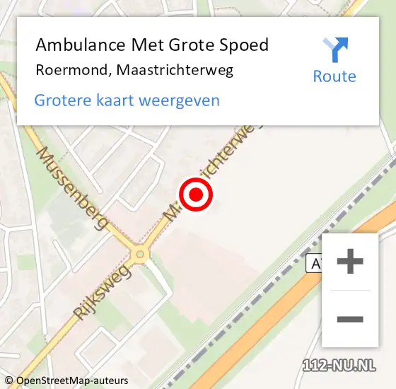 Locatie op kaart van de 112 melding: Ambulance Met Grote Spoed Naar Roermond, Maastrichterweg op 26 december 2023 15:17