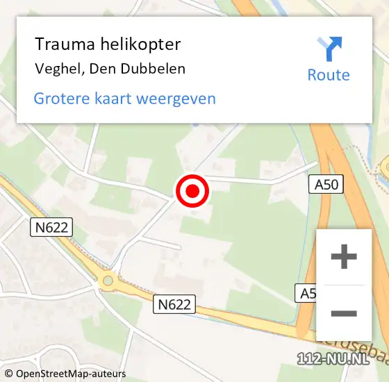 Locatie op kaart van de 112 melding: Trauma helikopter Veghel, Den Dubbelen op 26 december 2023 15:24
