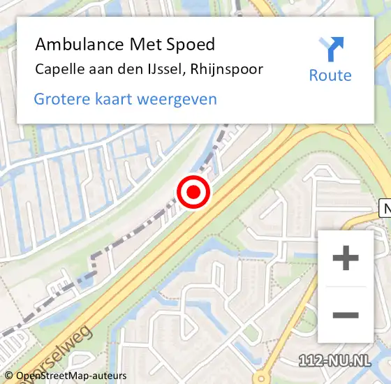Locatie op kaart van de 112 melding: Ambulance Met Spoed Naar Capelle aan den IJssel, Rhijnspoor op 26 december 2023 15:28