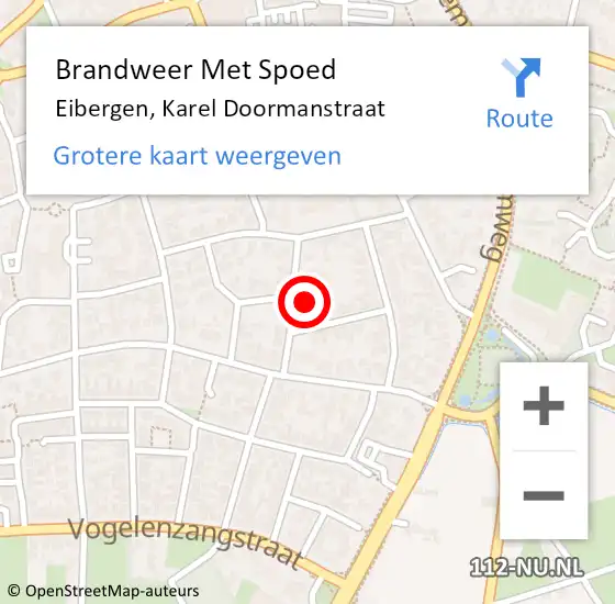 Locatie op kaart van de 112 melding: Brandweer Met Spoed Naar Eibergen, Karel Doormanstraat op 26 december 2023 16:03