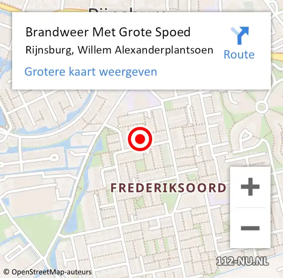 Locatie op kaart van de 112 melding: Brandweer Met Grote Spoed Naar Rijnsburg, Willem Alexanderplantsoen op 26 december 2023 16:05