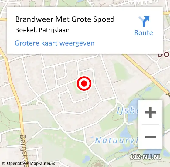 Locatie op kaart van de 112 melding: Brandweer Met Grote Spoed Naar Boekel, Patrijslaan op 26 december 2023 16:09