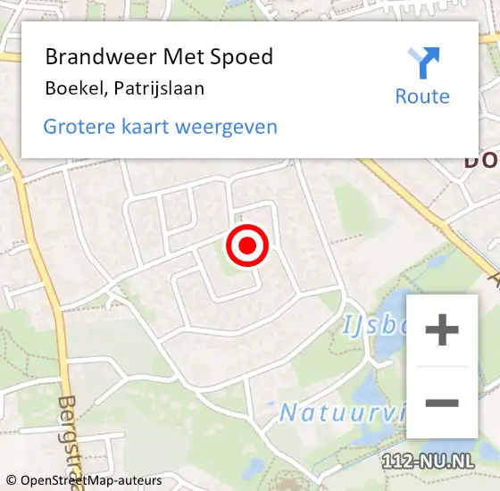 Locatie op kaart van de 112 melding: Brandweer Met Spoed Naar Boekel, Patrijslaan op 26 december 2023 16:11