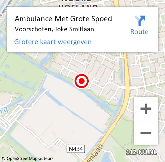 Locatie op kaart van de 112 melding: Ambulance Met Grote Spoed Naar Voorschoten, Joke Smitlaan op 26 december 2023 16:23