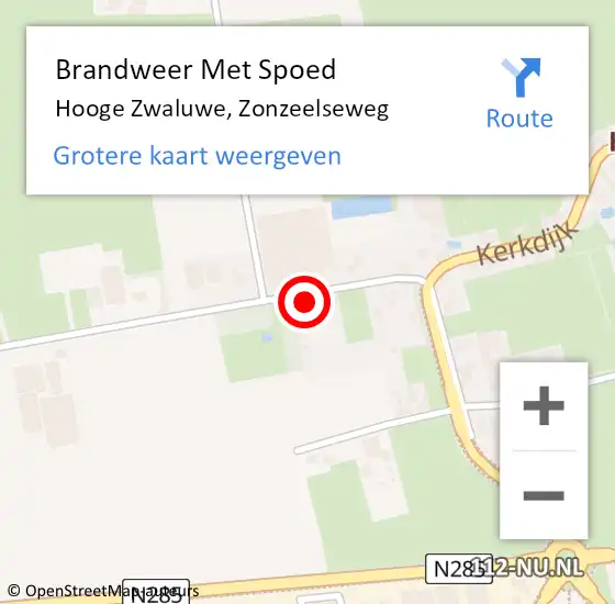Locatie op kaart van de 112 melding: Brandweer Met Spoed Naar Hooge Zwaluwe, Zonzeelseweg op 26 december 2023 16:33