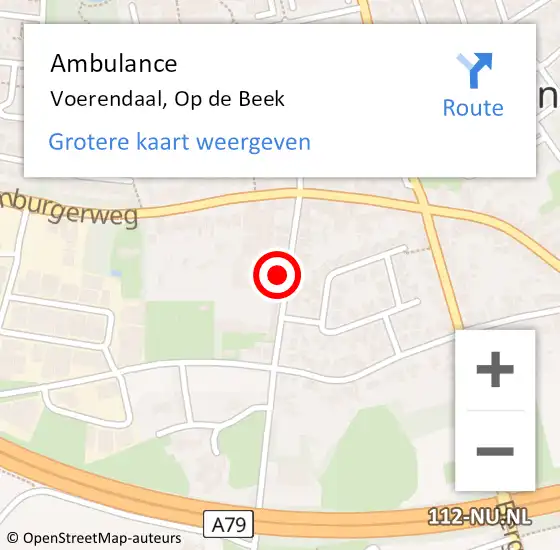 Locatie op kaart van de 112 melding: Ambulance Voerendaal, Op de Beek op 19 september 2014 19:35