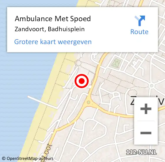 Locatie op kaart van de 112 melding: Ambulance Met Spoed Naar Zandvoort, Badhuisplein op 26 december 2023 17:17