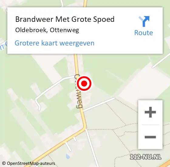 Locatie op kaart van de 112 melding: Brandweer Met Grote Spoed Naar Oldebroek, Ottenweg op 26 december 2023 17:35