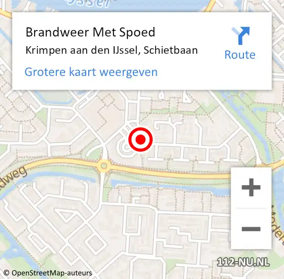 Locatie op kaart van de 112 melding: Brandweer Met Spoed Naar Krimpen aan den IJssel, Schietbaan op 26 december 2023 18:56