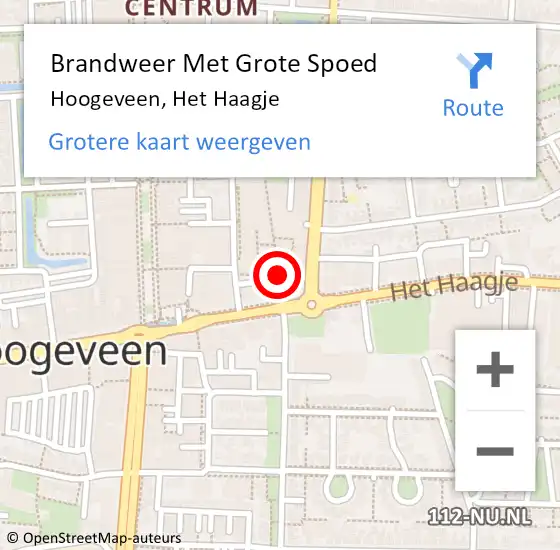 Locatie op kaart van de 112 melding: Brandweer Met Grote Spoed Naar Hoogeveen, Het Haagje op 26 december 2023 19:03