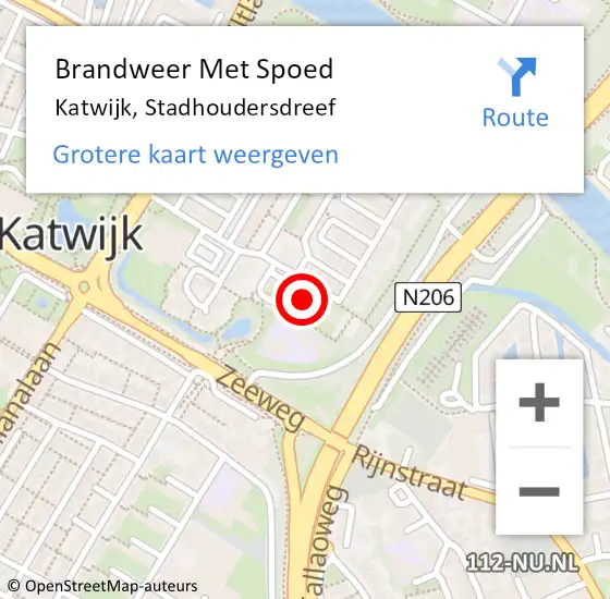 Locatie op kaart van de 112 melding: Brandweer Met Spoed Naar Katwijk, Stadhoudersdreef op 26 december 2023 19:03