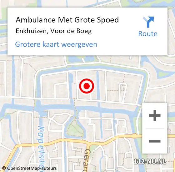 Locatie op kaart van de 112 melding: Ambulance Met Grote Spoed Naar Enkhuizen, Voor de Boeg op 26 december 2023 19:44