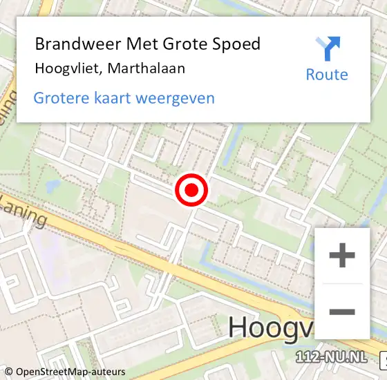 Locatie op kaart van de 112 melding: Brandweer Met Grote Spoed Naar Hoogvliet, Marthalaan op 26 december 2023 20:00