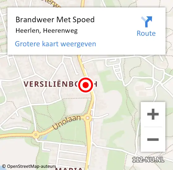 Locatie op kaart van de 112 melding: Brandweer Met Spoed Naar Heerlen, Heerenweg op 26 december 2023 20:46