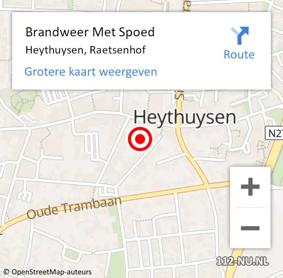 Locatie op kaart van de 112 melding: Brandweer Met Spoed Naar Heythuysen, Raetsenhof op 26 december 2023 20:51