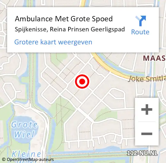 Locatie op kaart van de 112 melding: Ambulance Met Grote Spoed Naar Spijkenisse, Reina Prinsen Geerligspad op 26 december 2023 20:54