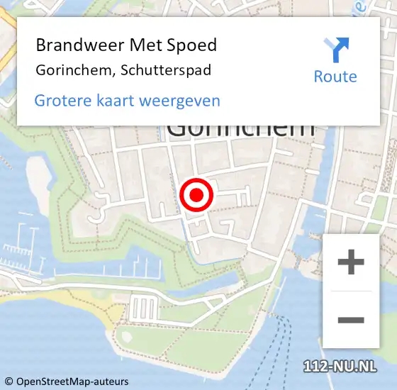 Locatie op kaart van de 112 melding: Brandweer Met Spoed Naar Gorinchem, Schutterspad op 26 december 2023 21:09